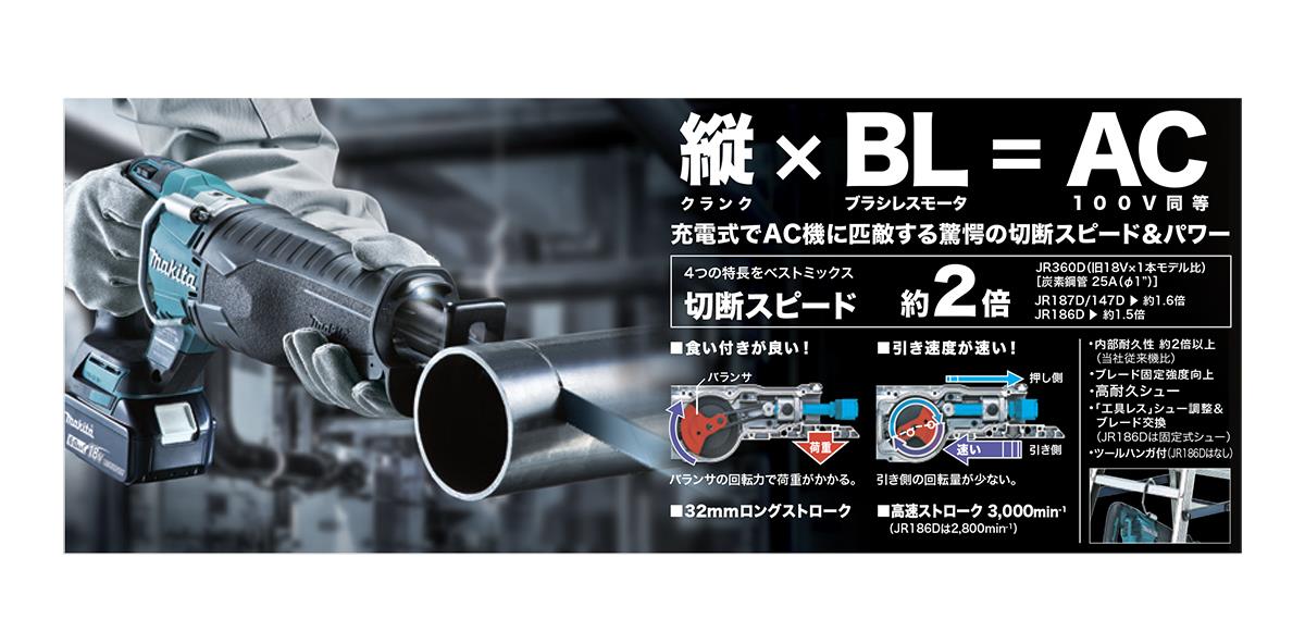 充電式レシプロソー ＜JR147D＞[マキタ]の通販 ｜ 配管部品.com