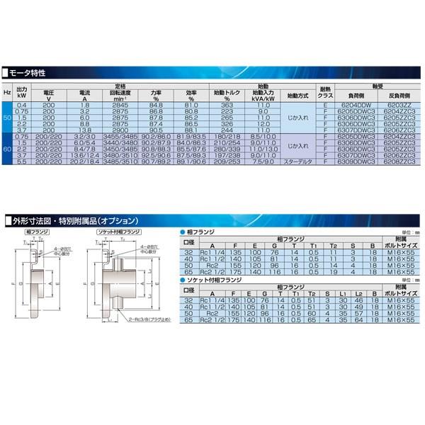 海外輸入】 エバラ FSS型ステンレス製渦巻ポンプ 60Hz 口径125mm 出力15kW <br>150X125FSS4H615B  1台<br><br>  136-5959<br><br><br>