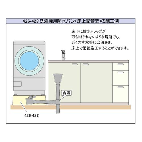 洗濯機用防水パン(床上配管型)(アイボリー) ＜426-423＞[カクダイ]の 