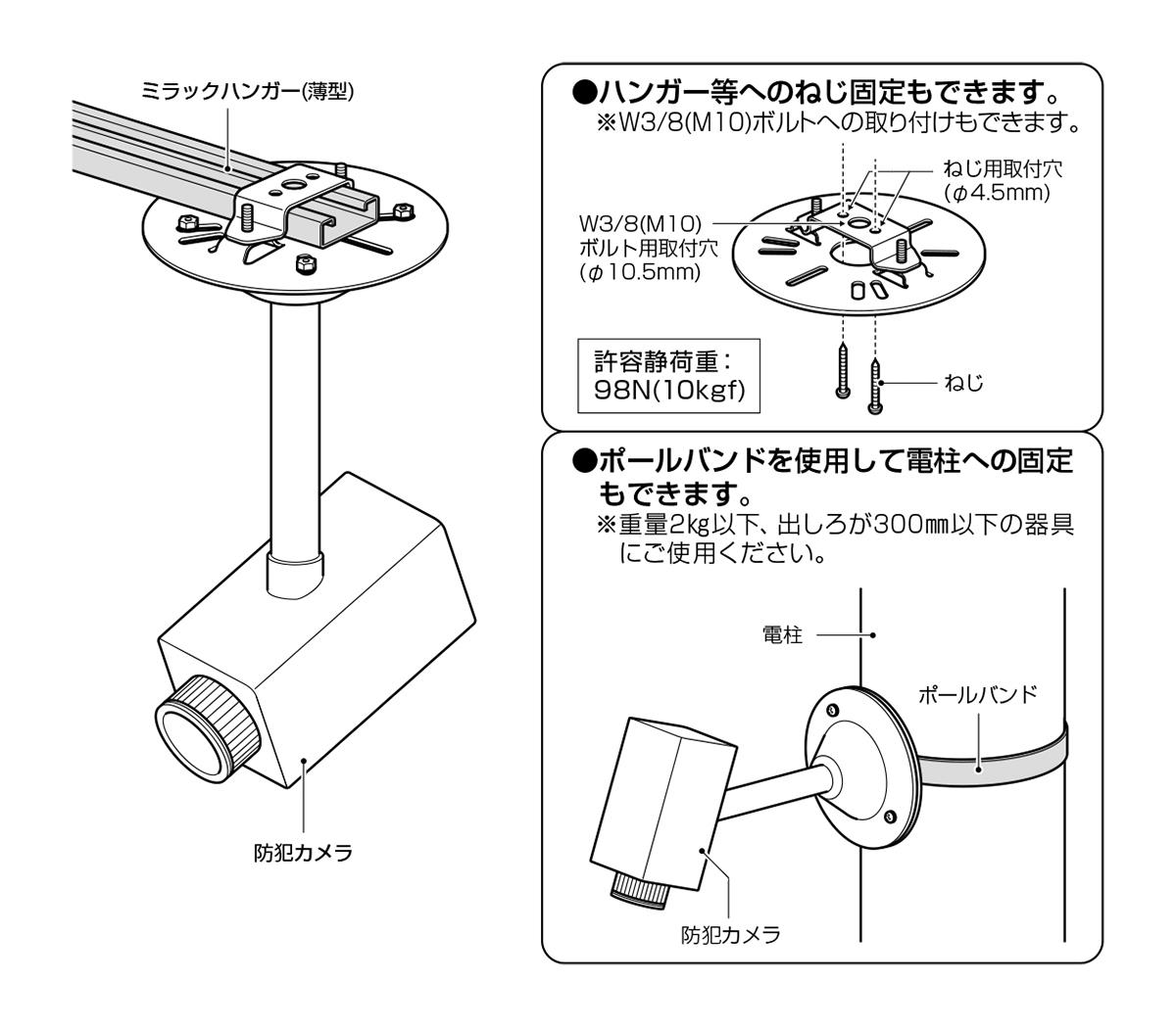 防犯カメラ用プレート(高耐食めっき鋼板) ＜SG-VK1＞[未来工業]の通販｜配管部品.com