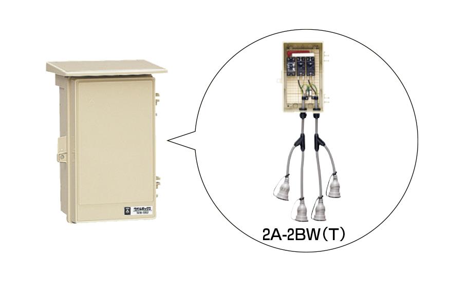 屋外電力用仮設ボックス(漏電しゃ断器・分岐ブレーカ・コンセント内蔵) ＜2A-2BW＞[未来工業]の通販｜配管部品.com