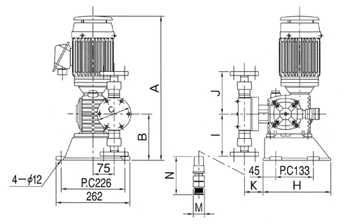 直動式ダイヤフラムポンプ シングルヘッドタイプ(PVDF) ＜CR-5N 