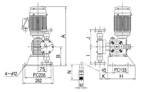 エレポン化工機 ダイヤフラムポンプ 単相100V 100W 屋内 接続口径10A