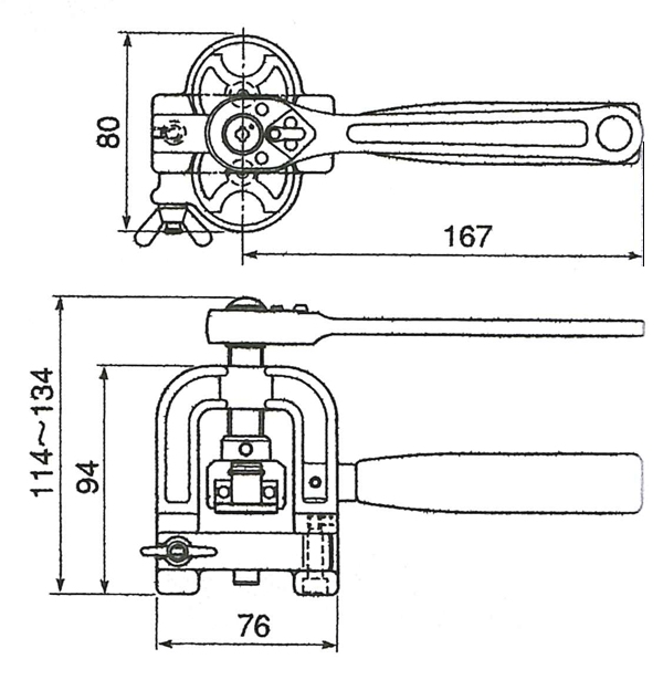 スーパー フレキ管ツバ出し工具(ラチエットハンドル式) TH406R - 2