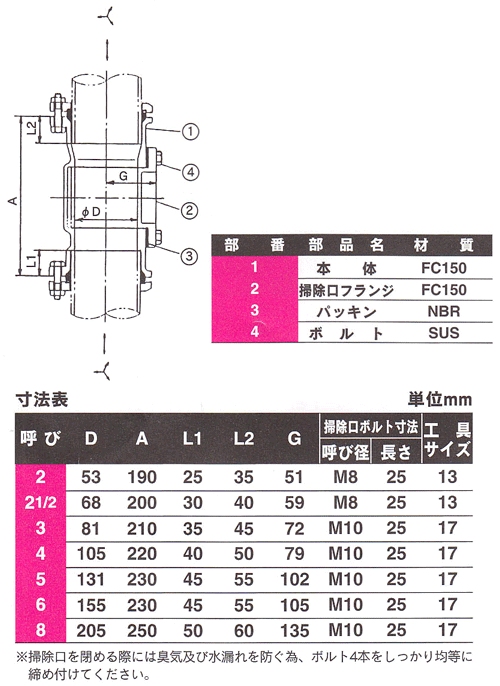 満水試験兼用掃除口付継手 ＜COS-T＞[ダイドレ]の通販｜配管部品.com