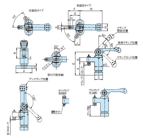 スイングクランプ(カムレバータイプ) 無電解ニッケルメッキ ＜QLSWC V
