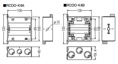軽量間仕切り用 両面アウトレットボックス ＜RCDO-K4＞[未来工業]の