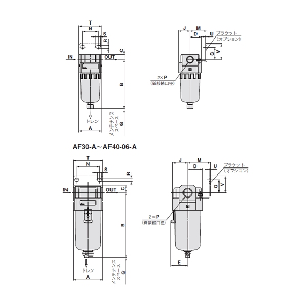 エアフィルタ ＜AF＞[SMC]の通販 ｜ 配管部品.com