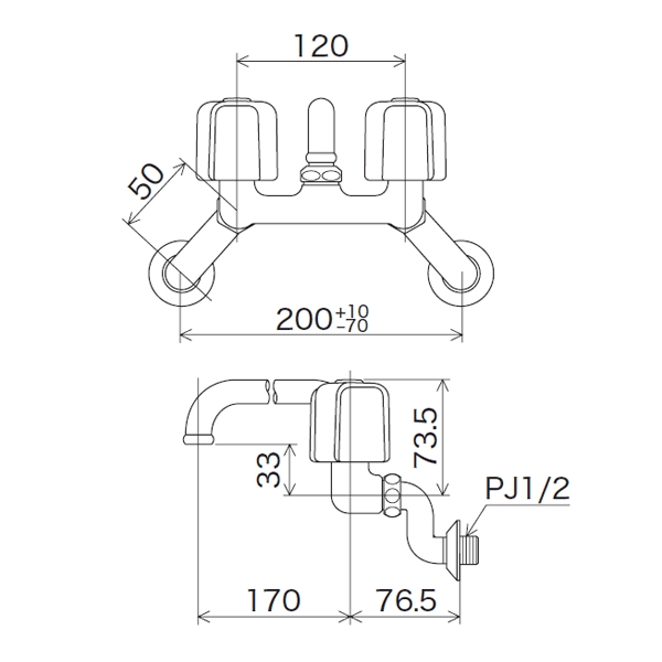 KVK:2ハンドル混合栓 型式:KM14N2 - 2