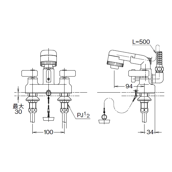 EC/ センターセットタイプ2 ハンドル一般水栓 ＜SF-25D＞[LIXIL(INAX)]の通販 ｜