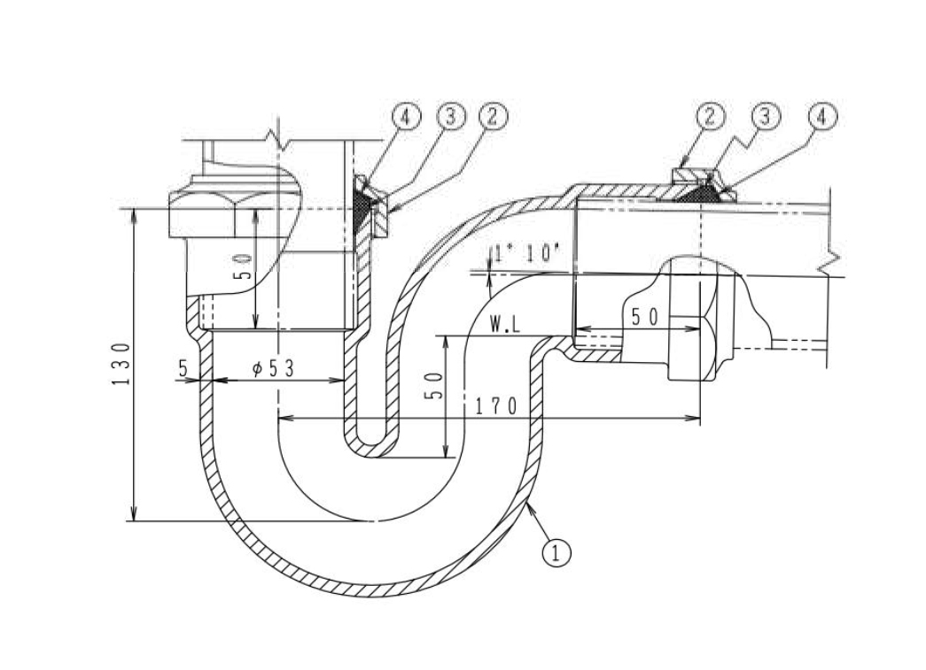 P型鋳鉄製排水トラップ ＜BP-50＞[長谷川鋳工所]の通販 ｜ 配管部品.com