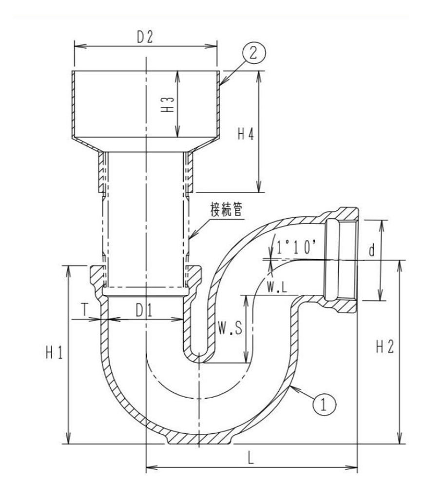 P型鋳鉄用間接排水トラップ ＜T3-FRS＞[長谷川鋳工所]の通販 ｜ 配管