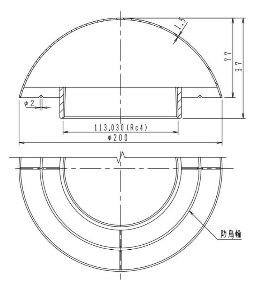 露出型ステンレス製ベントキャップ ＜VC-B3R-100＞[長谷川鋳工所]の通販｜配管部品.com