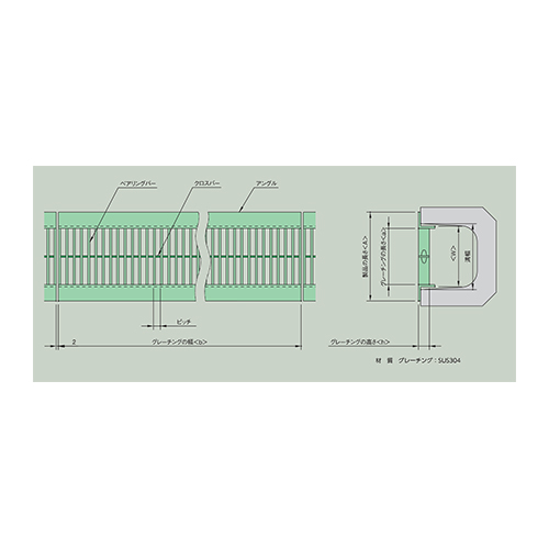 U字溝タイプ 側溝用ステンレスグレーチング ピッチ15mm ＜CSU 
