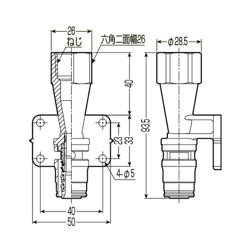 座付胴長ストレート Sタイプ継手 ＜SSZL-13A-15T＞[未来工業]の