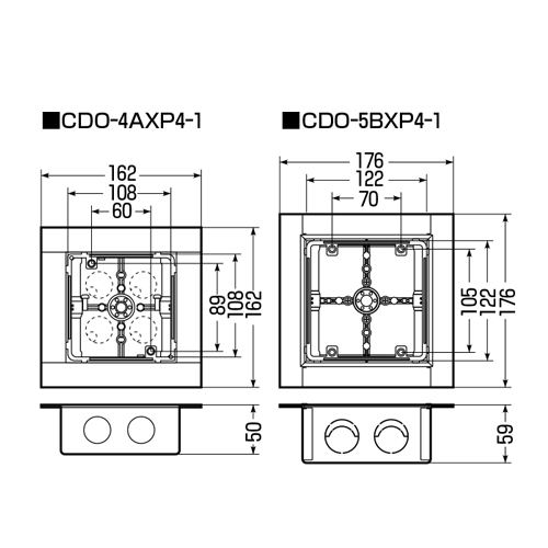 X線防護用アウトレットボックス CDO-4AXP-1 CDO-4AXP-1 | X線防護用アウトレットボックス | 未来工業